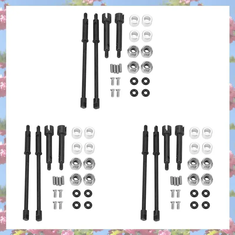 3Set 4Mm 확대 스틸 드라이브 스텁 액슬 CVD 조인트 드라이브 샤프트 업그레이드 부품 1/24 RC 크롤러 축 SCX24 90081