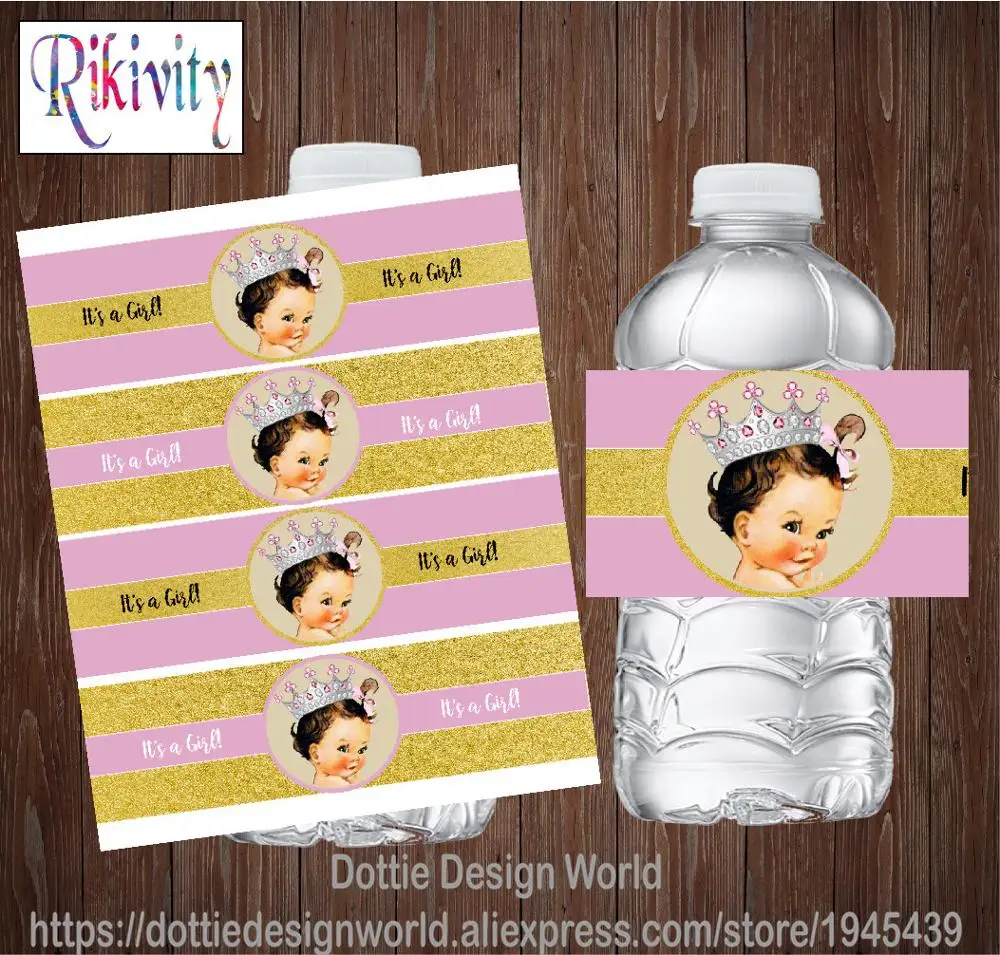 30/20 Royal Girl Princess Baby Shower Party Bottiglia D'Acqua Etichette Per Vino Candy Bag Wrapper Stickers Compleanno Wedding Decor