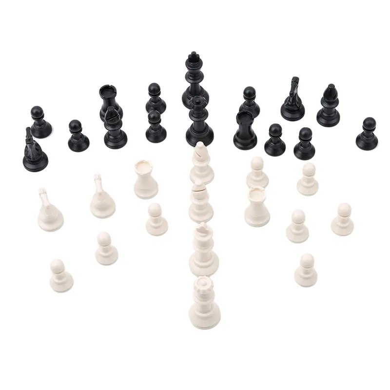 Chess Pieces and Board Chess Pieces 32pcs Plastic Chess Pieces Complete Chessmen International Word Chess Set Black & White Piece Entertainment Accessori