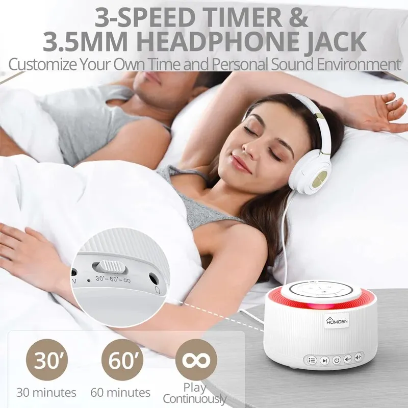White Noise Machine With 30 Soothing Sounds 30 Level Volume Memory Function Powered by Battery Sleep Sound Machine For Baby Kids For White Noise Machine