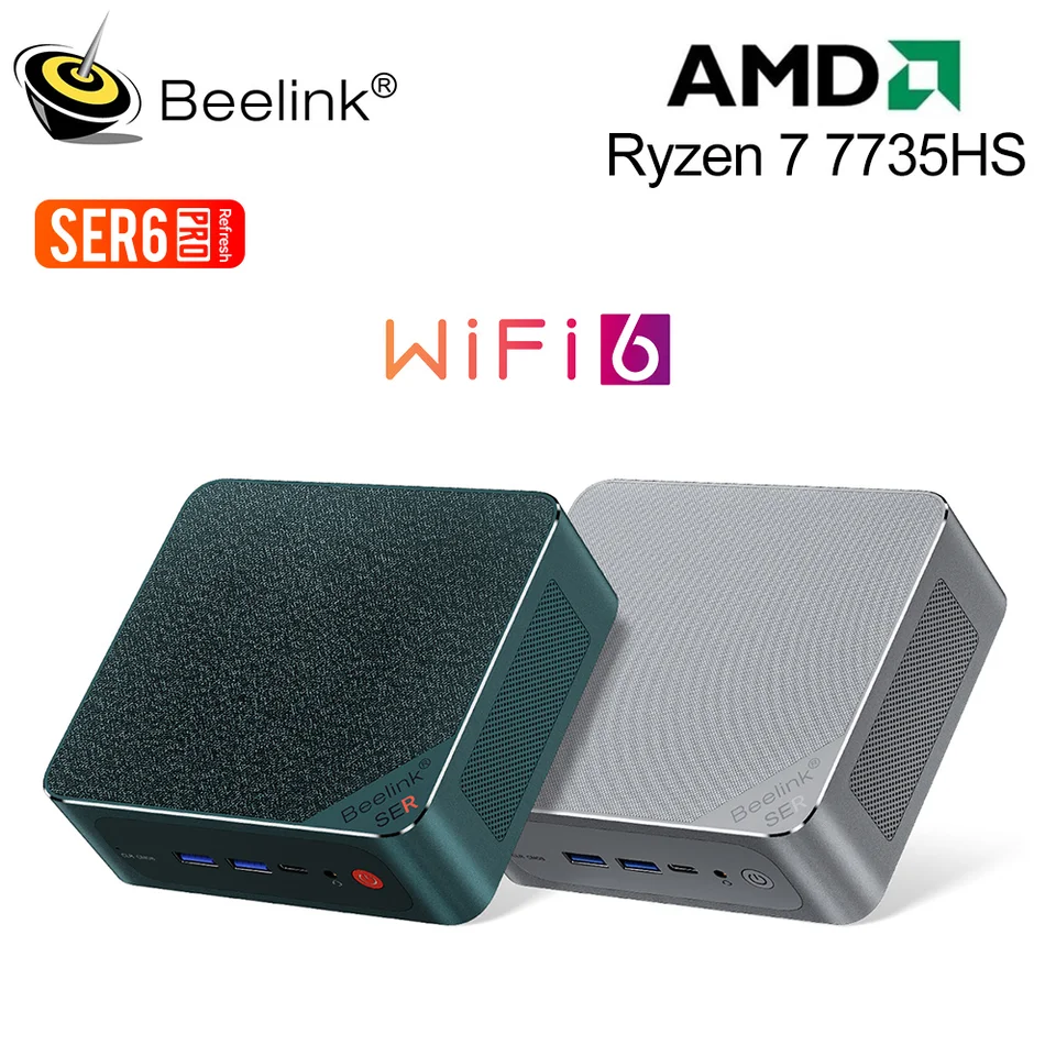 Beelink-Mini pc sle6 pro 7735hs、win11 pro、amd、ryzen  7、gpu、ddr5、32gb、500gb、1t、pcie 4.0、4k、60hz、bt5.2、lan、2.5g