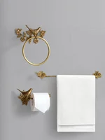 European Style Vintage Brass wall Hook Bird Towel Ring Bathroom Accessories Bath Towel Holder Paper Towel Organizer Wall hanging 1