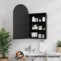 Round Bathroom Cabinet Mirror Wall Mounted Assembled Storage Adjustable Shelf Modern Mobile Bagno Single Door Home Furniture 6