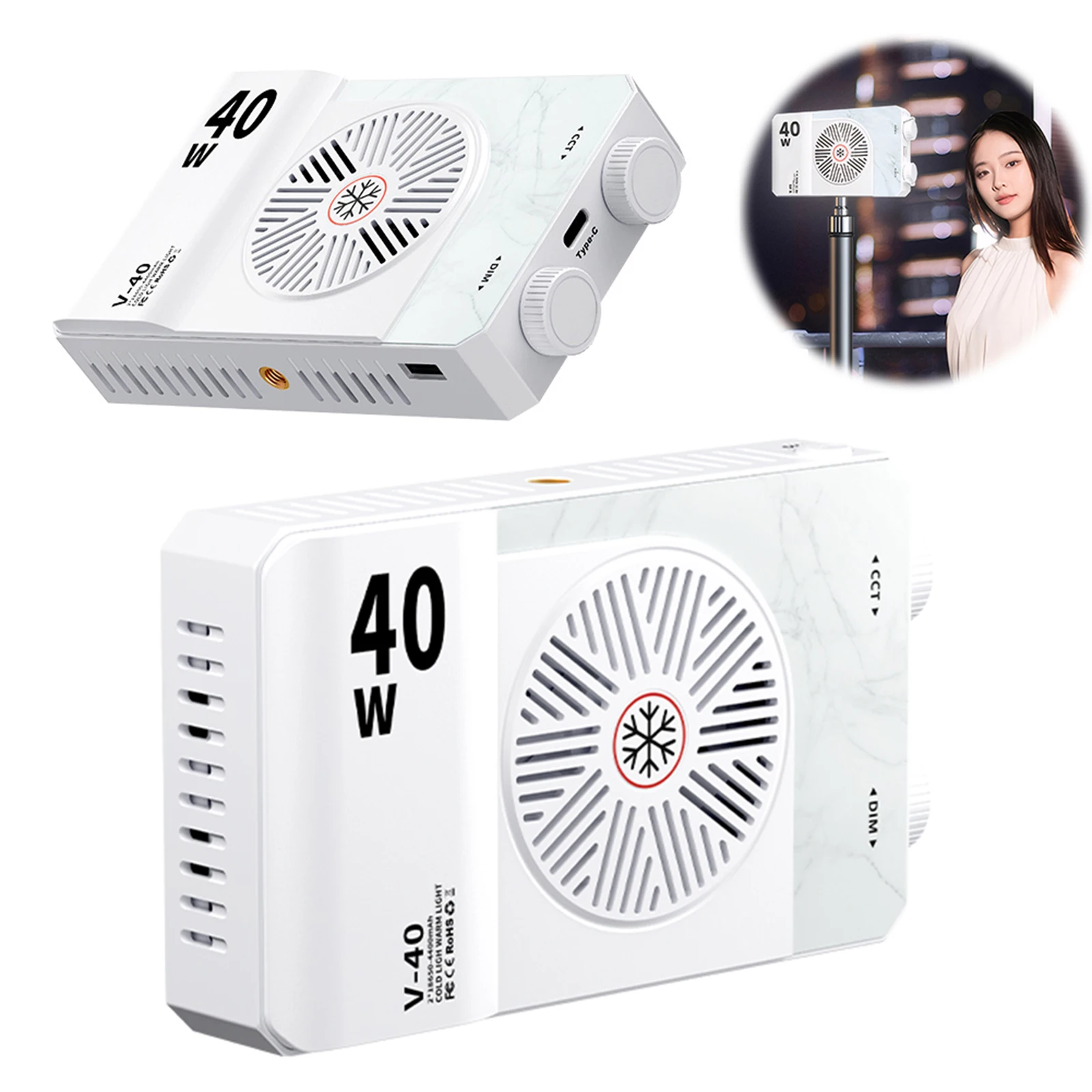 휴대용 LED 비디오 조명 40W RGB 포켓 사이즈 미니 휴대용 조명 온도 조절 내장형 충전식 배터리 PD 충전