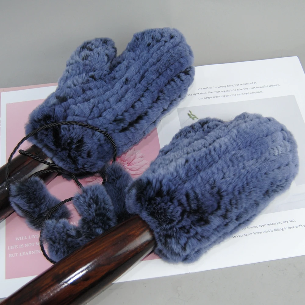 Rex Rabbit Fur Gloves Women Winter Mittens For Mink Fur Gloves