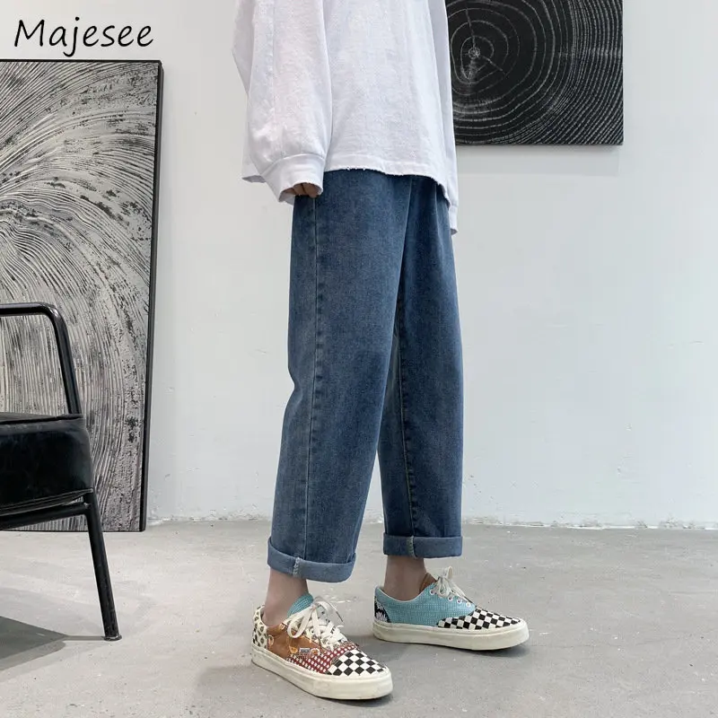 

Simply Jeans Men Solid New Arrival Minimalist Casual Design Denim Trousers Straight Cool Ulzzang Students Handsome All-match Ins