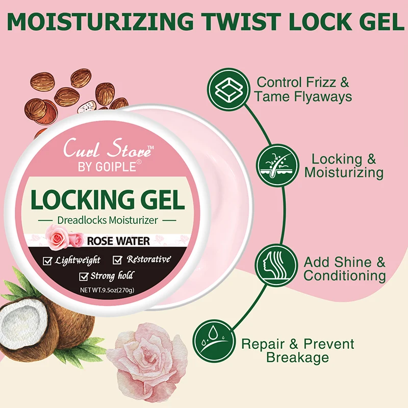 Locking Gel 9.5oz Strong Hold No Flaking & Build-up Control Frizz Tame Flyaways Braid Conditioning Cream Dreadlocks Moisturizer 2