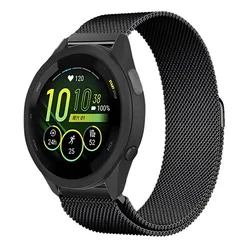 Elegant Milanese Mesh Metal Bracelet Wristband - 20mm/22mm Strap - Forerunner 255 (Black)