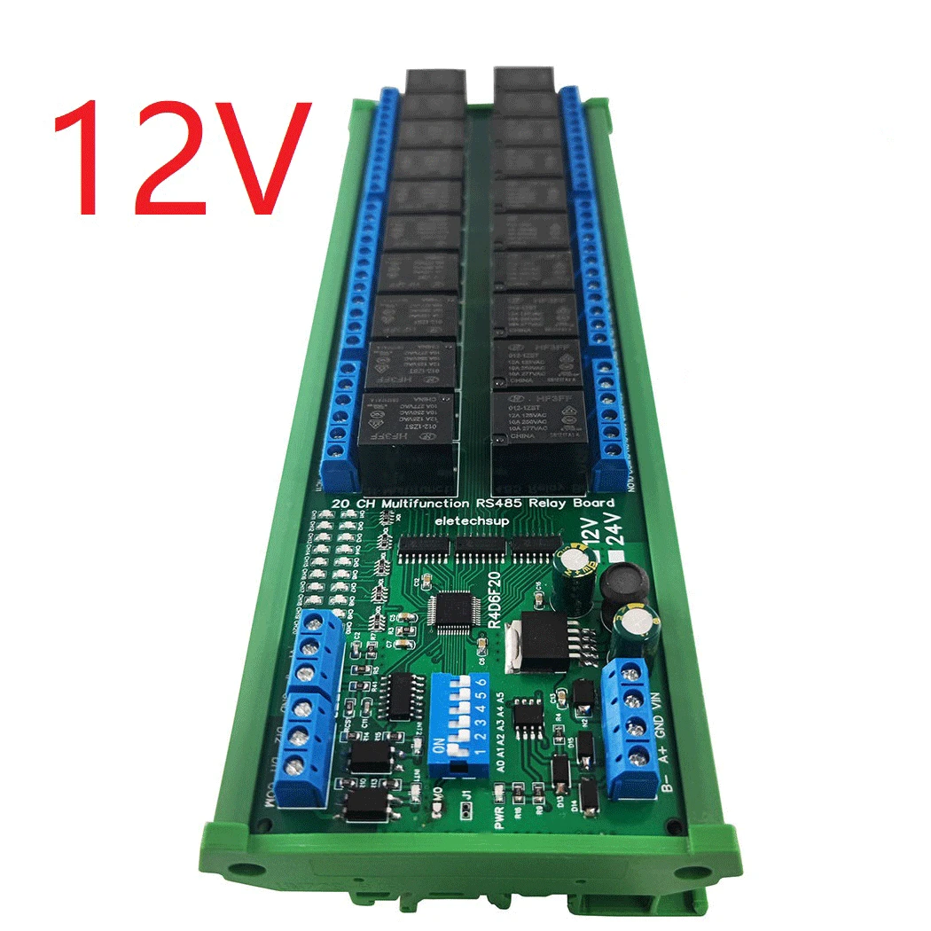 

20DO 2DI 2AI RS485 Modbus RTU Relay Multifunction Module PLC IO Expanding Board 4-20MA 0-10V Current and voltage acquisition