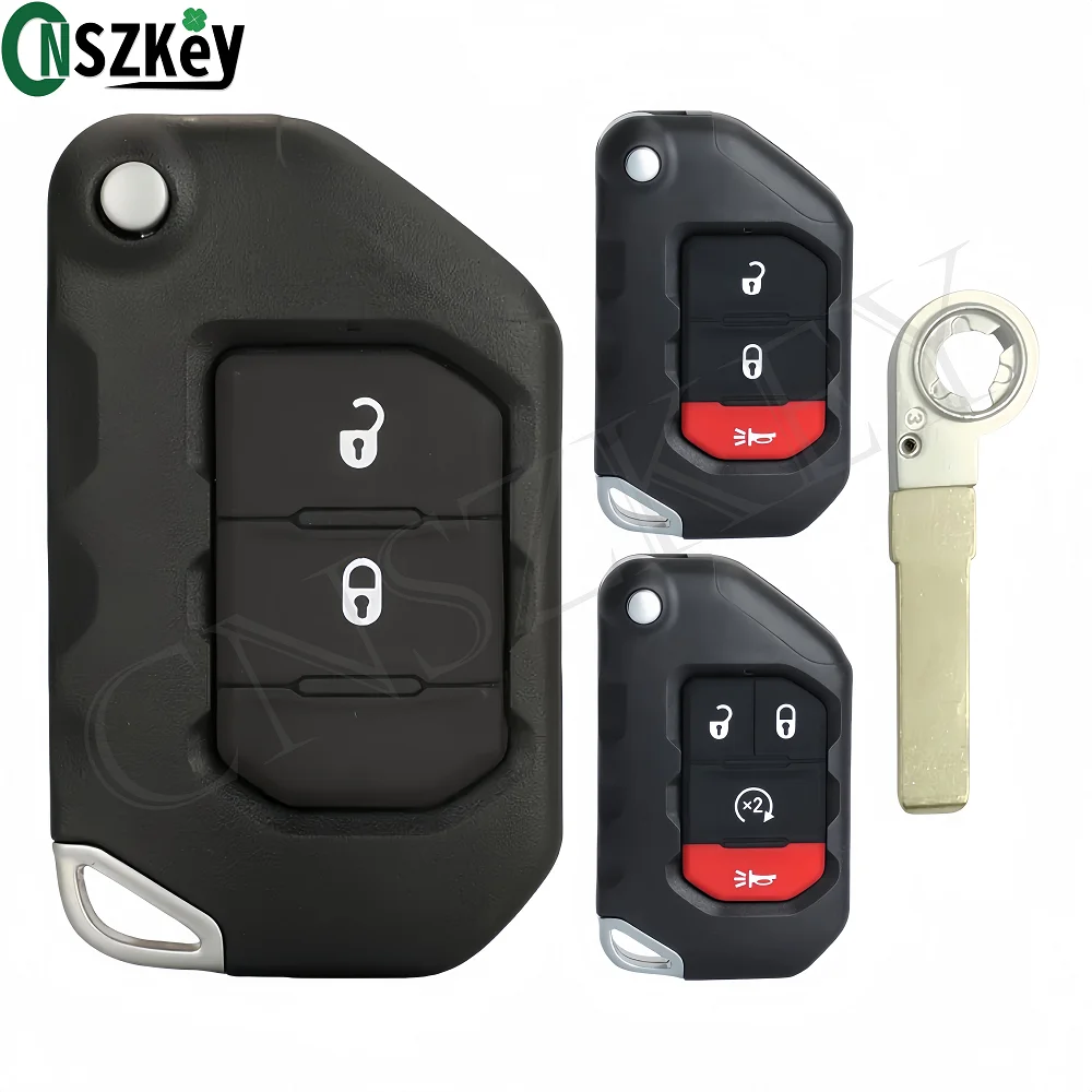 Colding Car Key Shell For Jeep Wrangler Rubicon Sahara JK JL SIP22 Blade With LOGO key case car key shell key cover folding car key shell fob cover