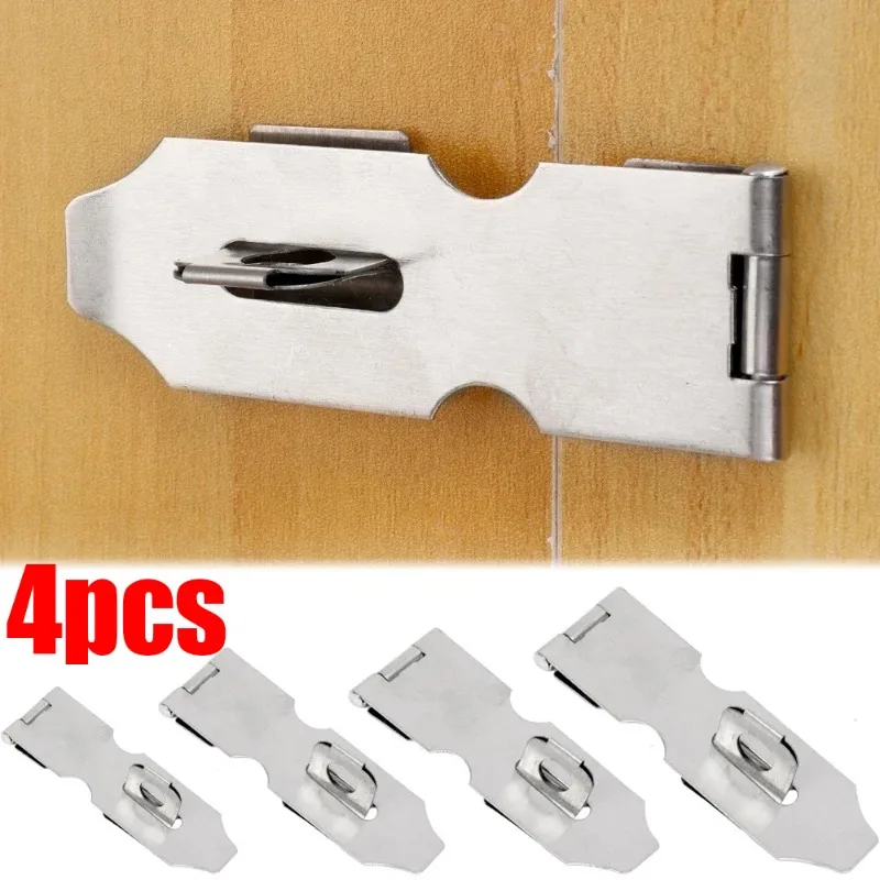 Door lock latch anti-theft hasp staple shed latch stainless steel for wood door cabinet