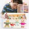 [Funny] Teddy Bear Change Clothes Wooden Toy Puzzles Montessori Educational Dress Changing Jigsaw Puzzle toy DIY assemble toy 1
