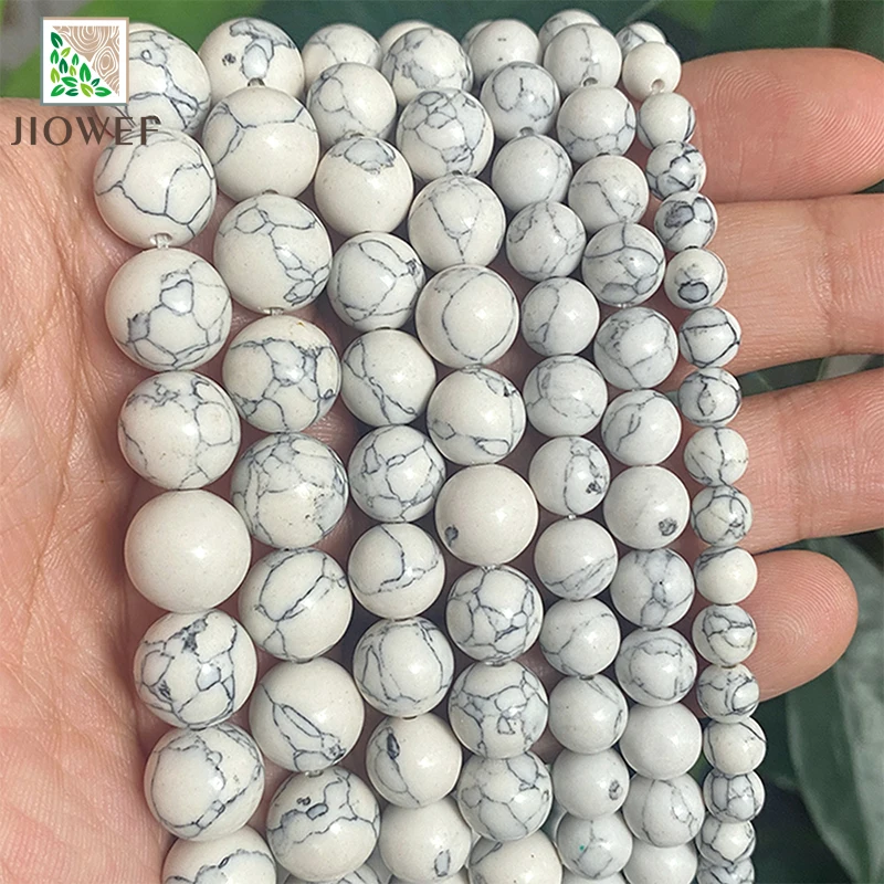 

Smooth White Turquoises Beads Round Spacer Loose Beads for Diy Bracelet Earrings Jewelry Making 15" Strand 4/6/8/10/12/14mm