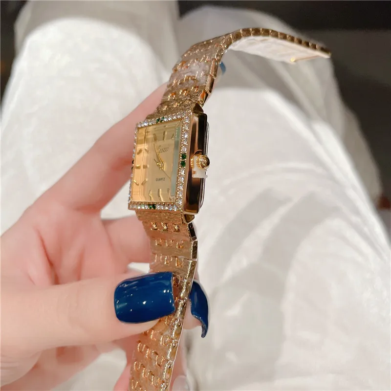 Luxury Watch For Women Vintage Square Bracelet Watch Diamond Dial Quartz Steel Band Women Watch Free Shipping Reloj Para Mujer