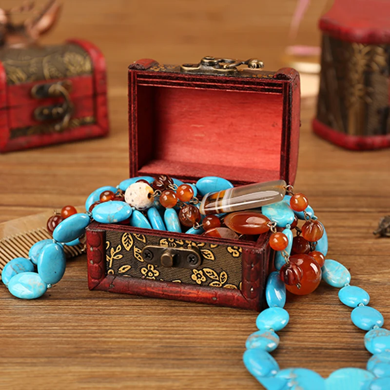 Boucle D' Oreille Action Mini Bou00eete Ru00e9tro En Bois Pour