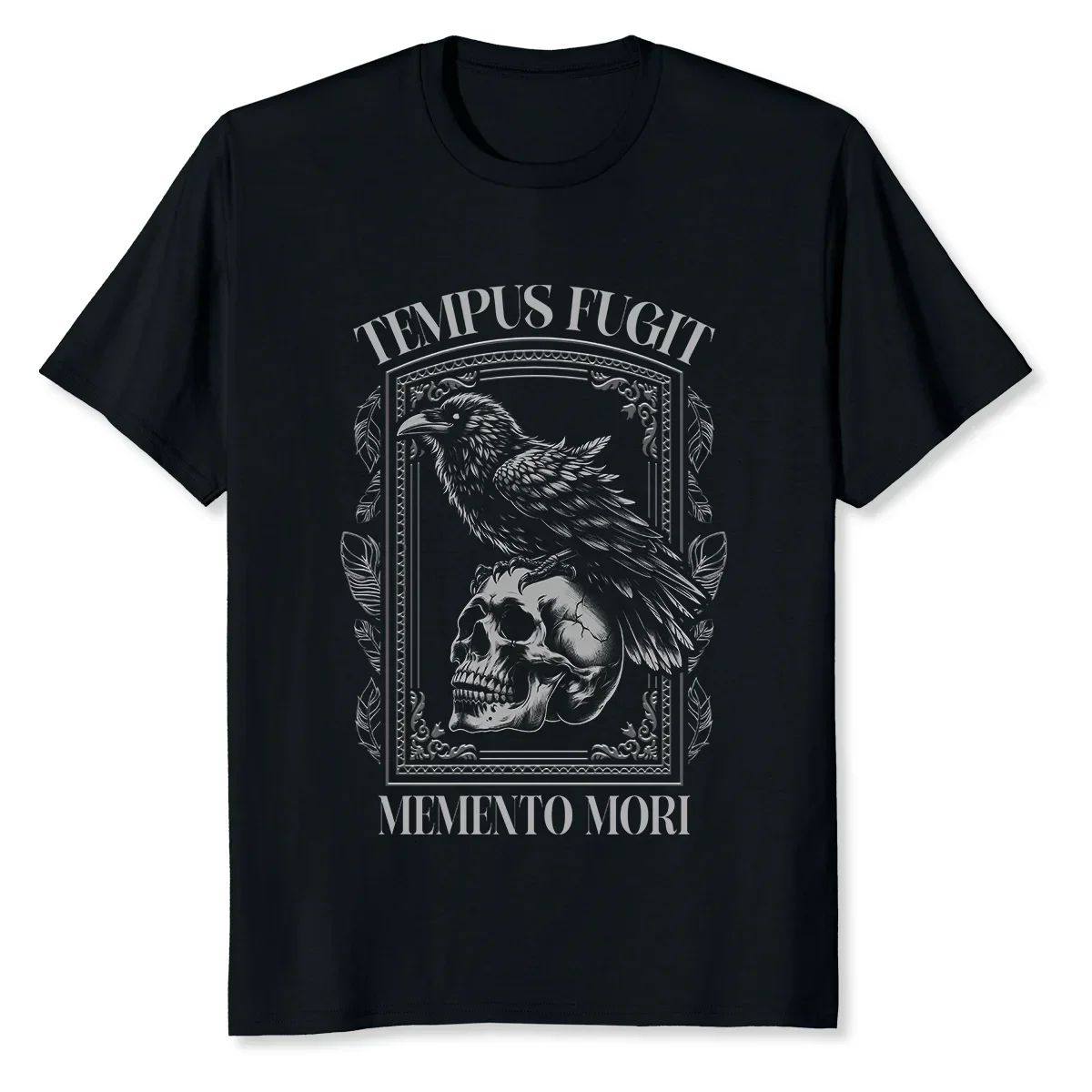 

Новый ограниченный Tempus Fugit Memento Mori Skull Crow футболка с рисунком птицы