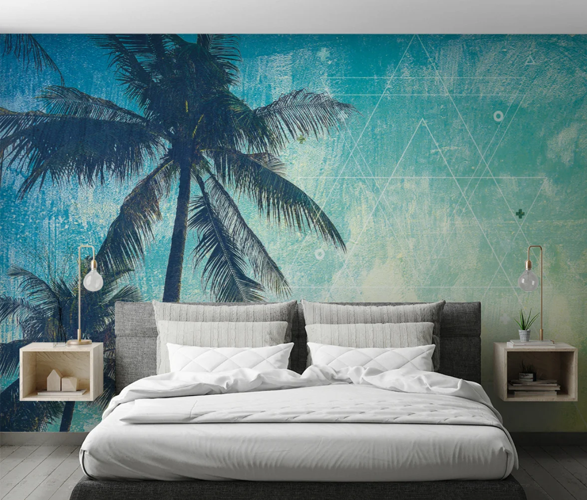 beibehang papel de parede Custom wallpaper mural Nordic style coconut tree nostalgic background wall room decor