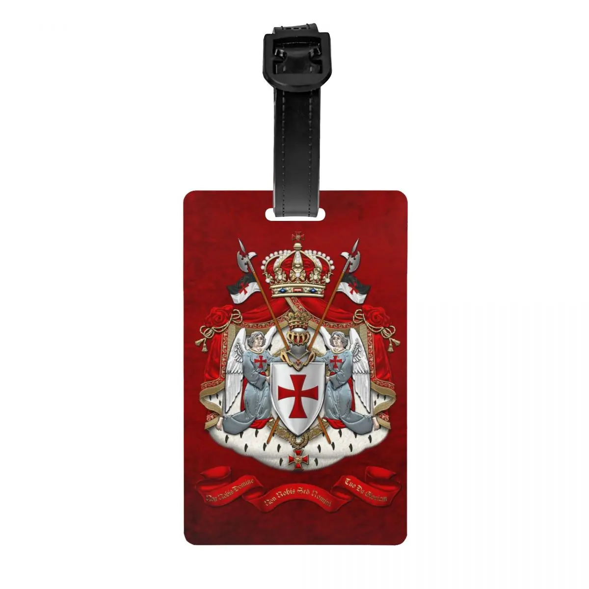 

Knights Templar Flag With Coat Of Arms Luggage Tag Medieval Warrior Cross Suitcase Baggage Privacy Cover ID Label