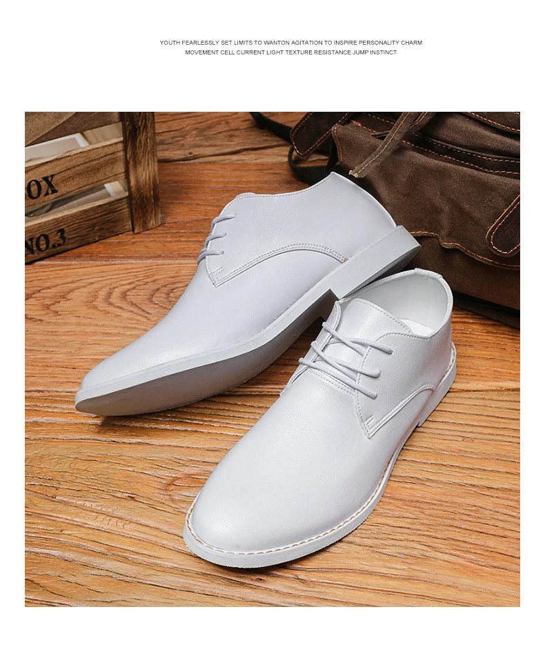 2023 New High-top Men's Casual Leather Shoes Classic White Business Men's Derby Shoes Fashion Pointed toe Dress Shoes Men Oxford