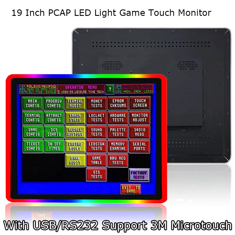 

POG 19 Inch LED Light Around WMS/American Roulette Game Use PCAP Capacitive Touch Screen Monitor With USB/RS232 Support 3M