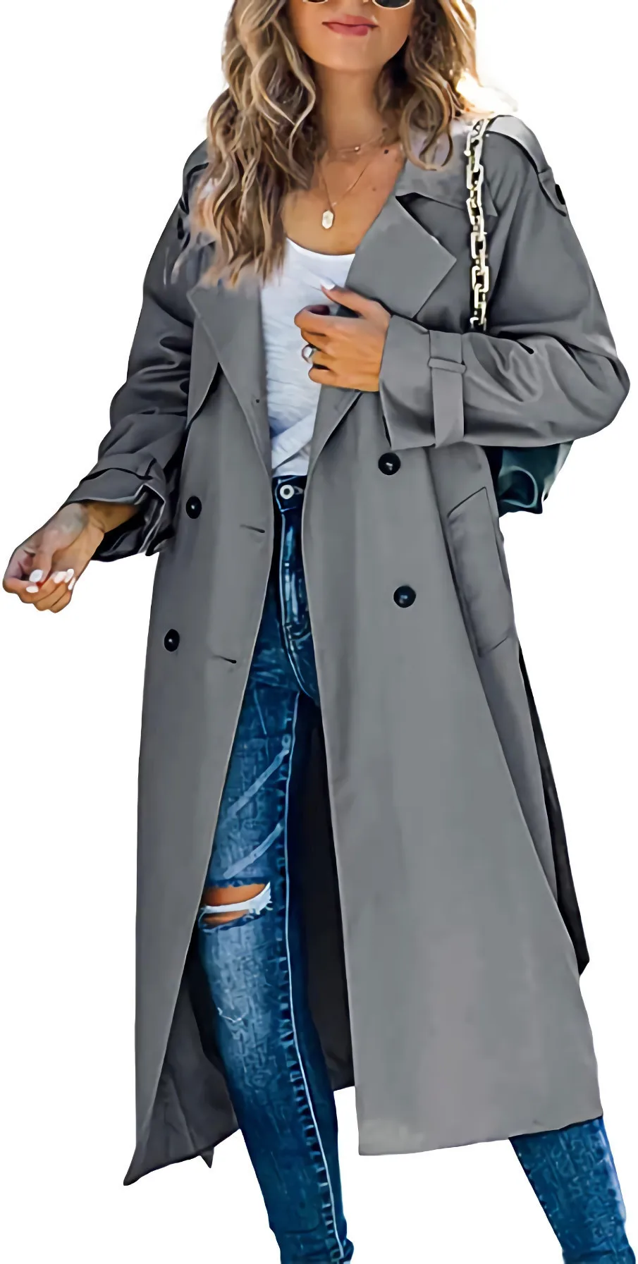 Slim Fashion Long Style Windbreaker Coat Women's Winter And Autumn Solid Color Casual Trench Coat Temperament Commuting