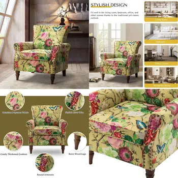 Contemporary Wingback Accent Chair with Nailhead Trim 1