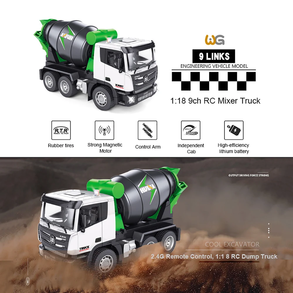 2.4GHZ 6CH Camion télécommandé avec lumière LED Big Dump Truck Load 2250g Modèle de voiture jouet électrique Semi-remorque pour les cadeaux pour enfants | FR 2.4GHZ 6CH Camion télécommandé avec lumière LED Big Dump Truck Load 2250g Modèle de voiture jouet électrique Semi-remorque pour les cadeaux pour enfants | FR