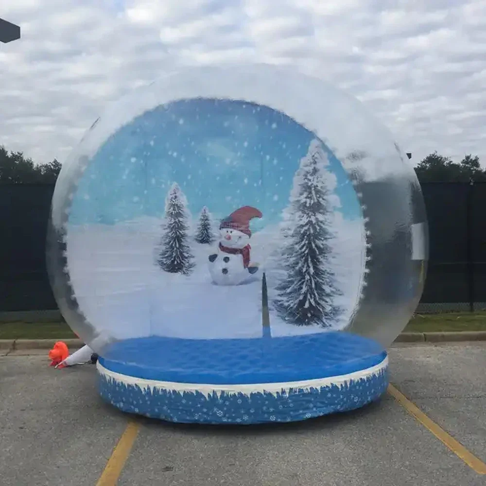 3m Giant Inflatable Snow Globe Photo Booth Tent Life Size Outdoor Blow Up Inflatable Snow Ball Balloon For Christmas Decoration 5