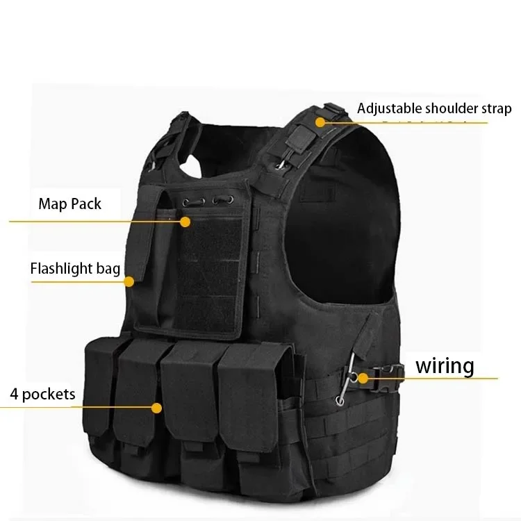Multi-Pocket Army Tactical Vest Combat Body Vests Security Hunting Outdoor CS Airsoft Training Jacket Security Molle Laser Vest 6
