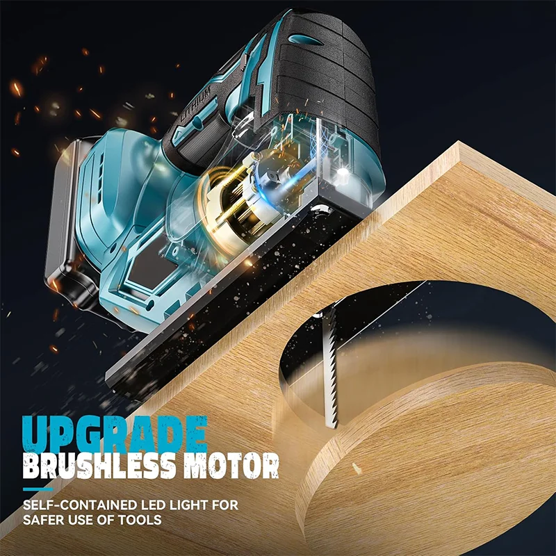 Electric Goddess 3000RPM Electric Curved Saw Cordless Jig Saw Portable Multifunction Carpenter Power Tool For Makita 18V Battery 3