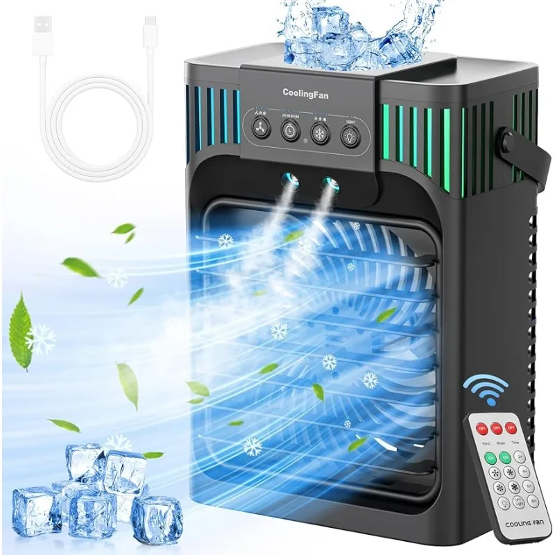 

Portable Air Conditioners, Evaporative Air Cooler [Upgraded 10W&1.2L]4 in 1,3 Speed&7LED Light,3Cool Mist,Mini Air Conditioner