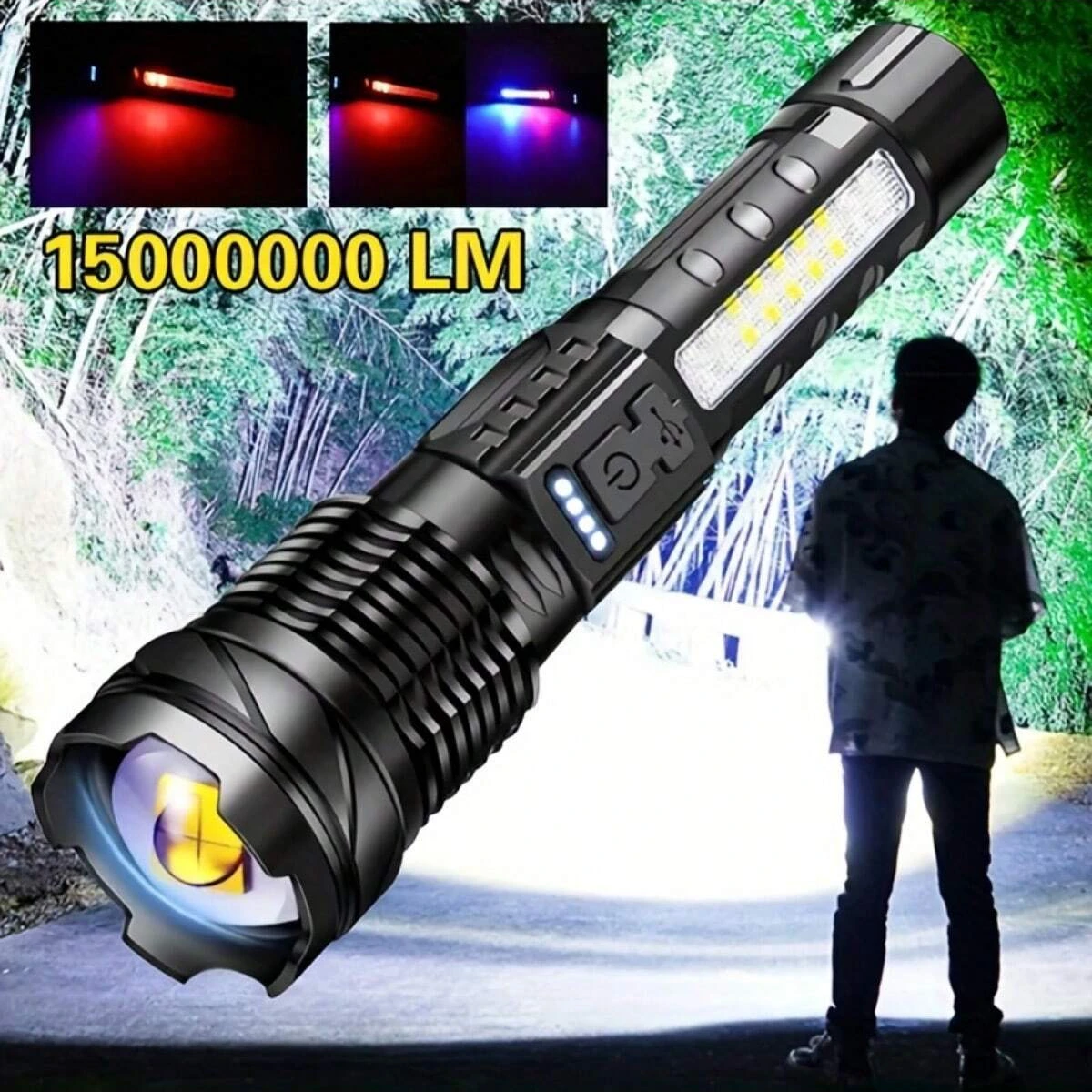 White-Super-Powerful-Flashlight-Rechargeable-Torch-Light-High-Power-LED ...
