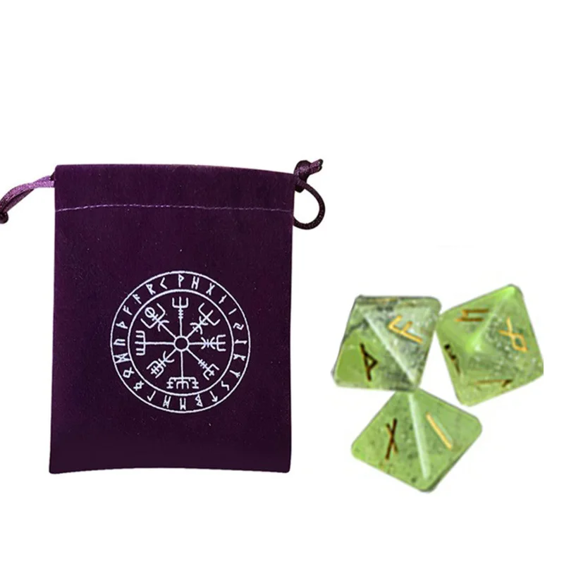 3 Pcs 8-Sided Rune Dice Resin Assorted Polyhedral Dices Set Divination Table Board Roll Party Cards Playing Game Toy Home Decor 