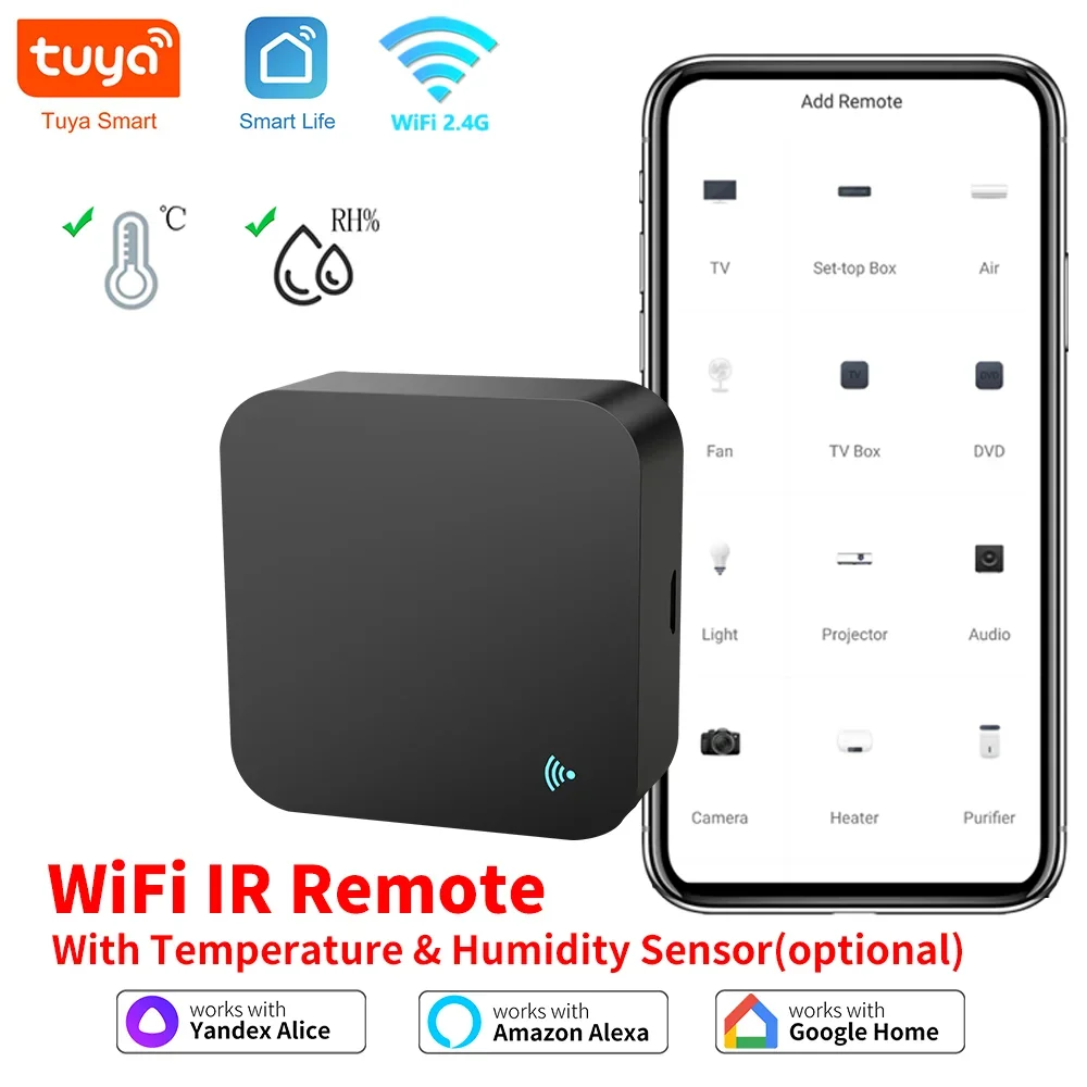 Smart Infrared Remote Remote Control for Air Conditioner Tuya Smart IR Remote WiFi IR Blaster for TV Air Conditioner Thermometer Hygrometer Compatible with Alexa Google Home Link Tuya