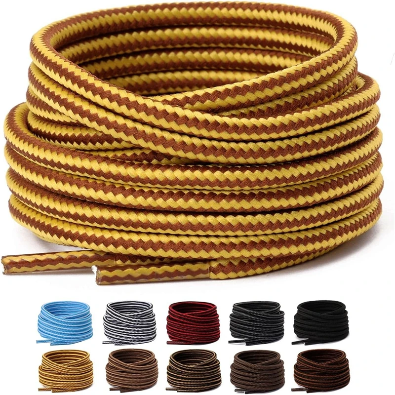 Durable Heavy-Duty Round Boot Laces - 2 Pairs for Hiking, Work, and Outdoor Sports