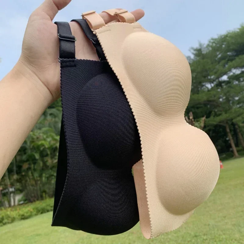 Sexy Backless Invisible Bra Push Up for Women Lingerie Seamless Brassiere Black Strapless Bandeau No Sewing Solid Strapless Bra
