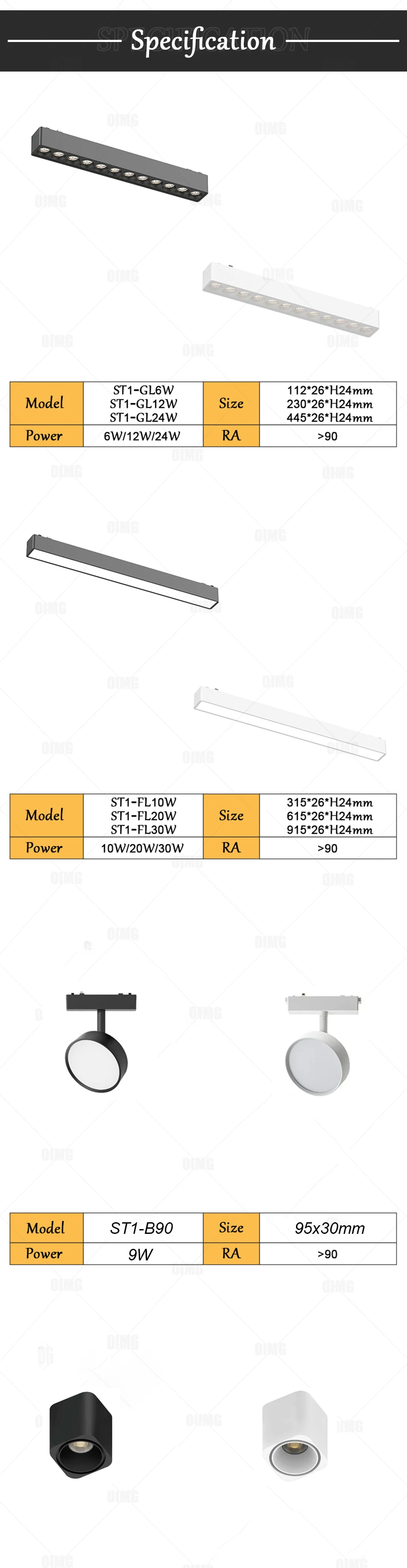 Description Picture 5 of itemSurface Mount 6MM Ultra Thin Magnetic Track Light White Black Modern Linear Spotlight for Living Room Home Magnet Track Lamps