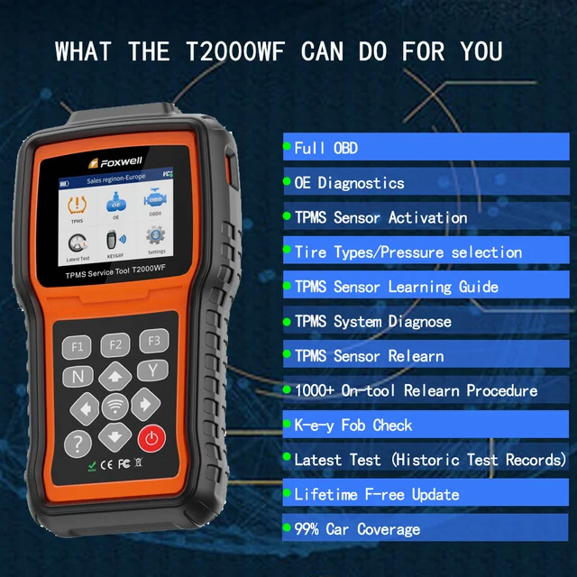 FOXWELL T2000 WF TPMS Diagnostic Tool for Car Tire Pressure Monitor System Programming Diagnosis Sensors Program PK T2000 pro 2