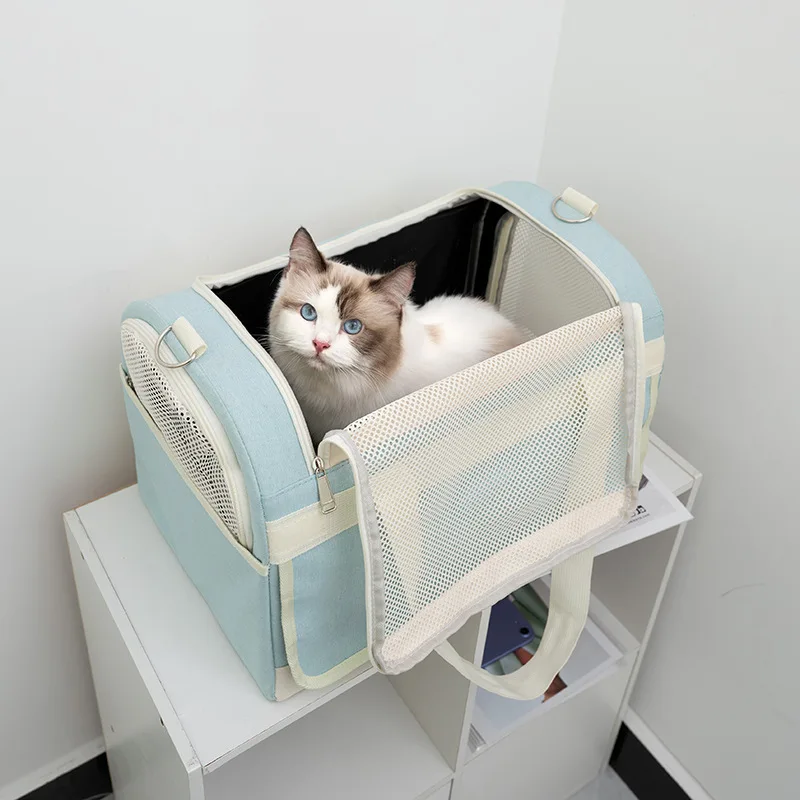 2-layer Design Cat Basket Breathable Comfortable Transport Case High Aesthetic Pet Trolley Box for Convenient Travel Pet Trolley