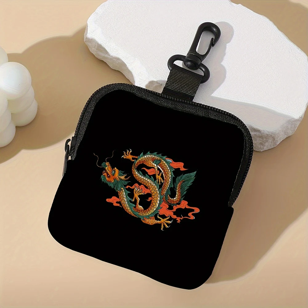 1pc，Ideal choice for large capacity coin wallets with dragon patterns, digital printed coin wallets, storage bags, and gifts