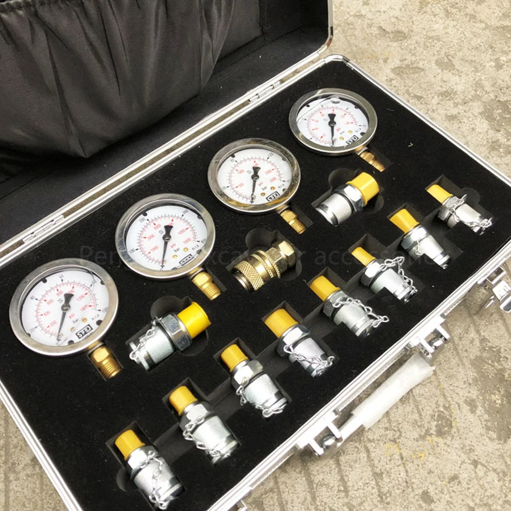 Manometer Parts For Excavator Pressure Gauge Hydraulic Pump Pressure Gauge Oil Test Meter Box Set Repair Tool