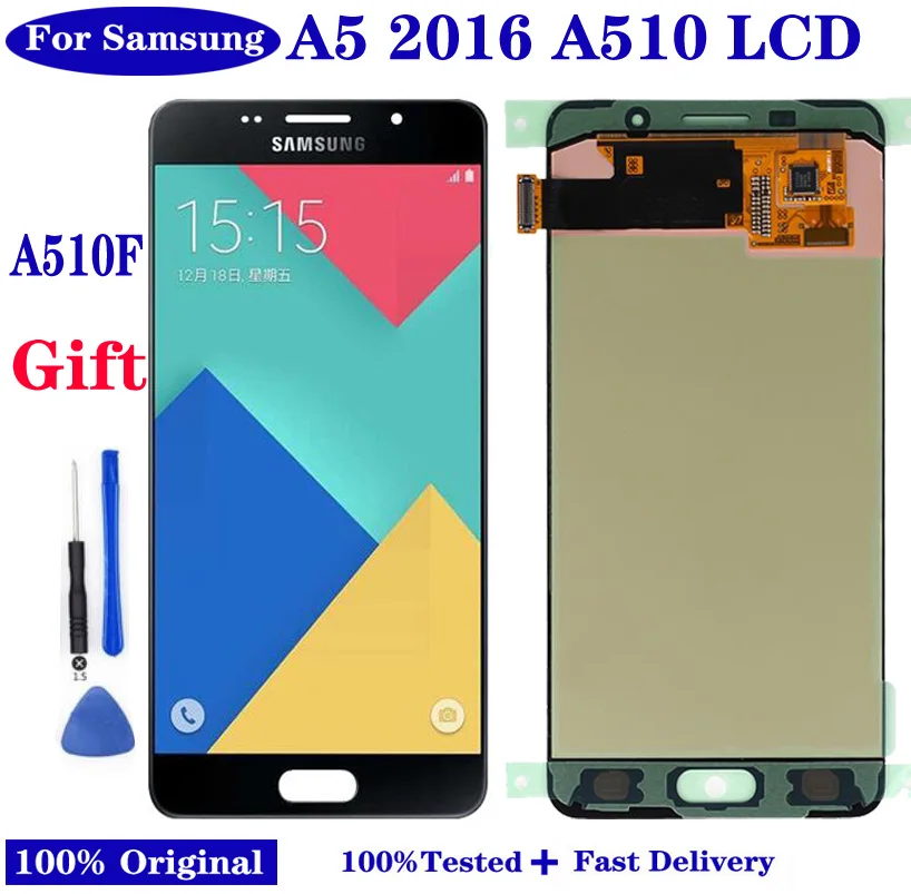 Original 5.2'' Super AMOLED LCD for Samsung Galaxy A5 2016 A510F A510M