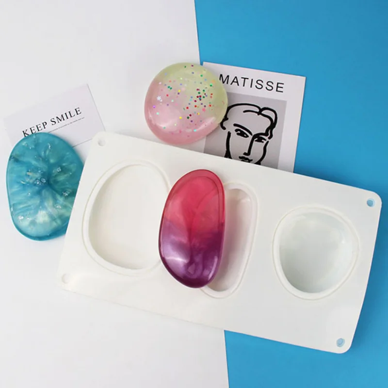 Silicone Mold Multicavity Pebble Stone Shape Soap Candle Resin Plaster DIY Tool