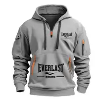 Men's Fashion Casual Hoodie Multi-pocket Sports Long-sleeve Sweatshirt Up Down Print Warm Half Zip Hooded Fitness Pullover Good - Image 4