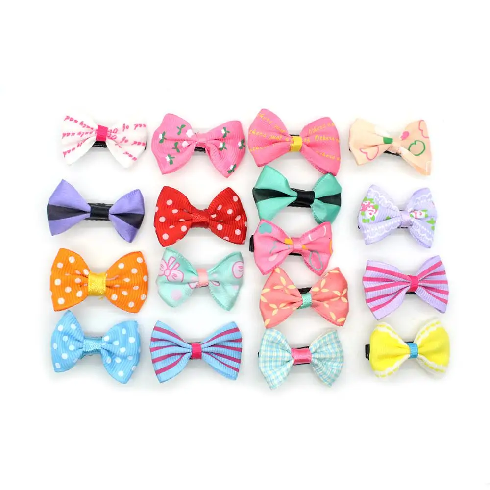Description Picture 2 of item1~8PCS Lovely Candy Color Hairpins Print Ribbon Bow Hairpin kids Hair Clips for Baby Hairpins Hair Styling Tool