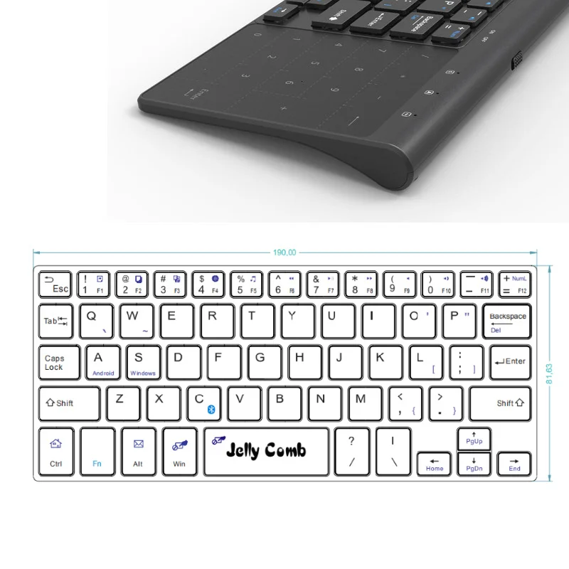 Slient Wireless Keyboard with Touchpad Numeric Bt 3.0 Keyboard Wireless for Tablet Laptop TV