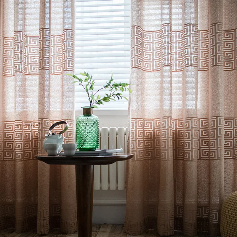 

Light Luxury Curtains for Living Dining Room Bedroom Modern Simple Solid Color Jacquard Modern Type Translucent Printing Tulle