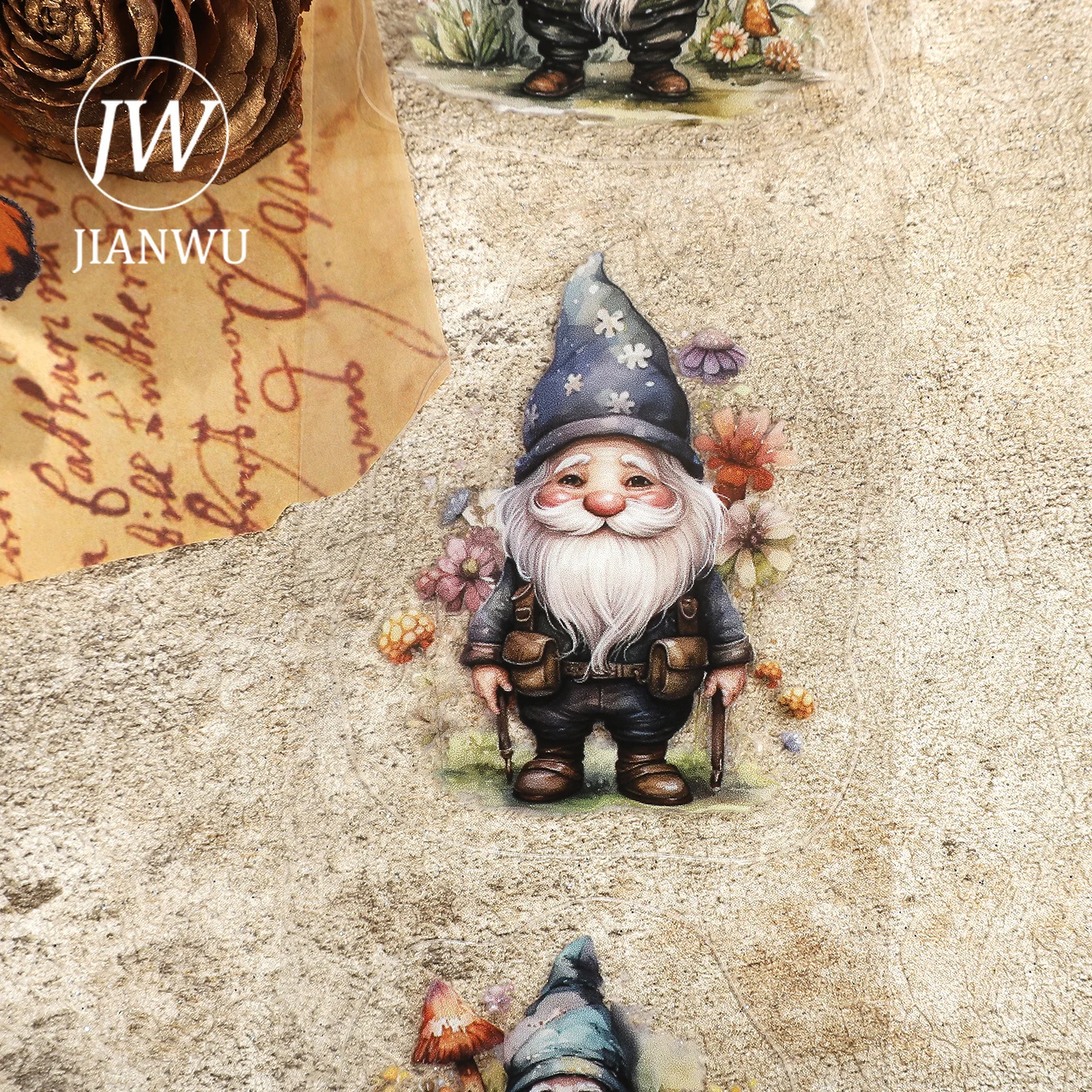 JIANWU 60mm * 200cm 빈티지 숲 꽃 엘프 캐릭터 풍경 소재 콜라주 PET 테이프 크리 에이 티브 DIY 저널 문구