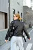 RARF Ladies 2024 Spring and Autumn new candy color handsome motorcycle belt Detachable epaulettes motorcycle jacket leather jack 4