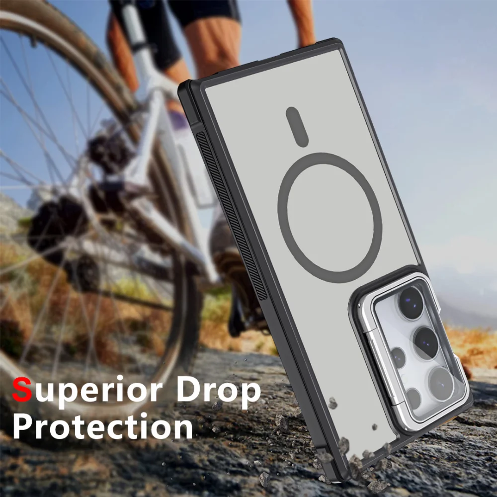 Luxury Magnetic Shockproof Case with Concealed Bracket and Acrylic Lens Protection Cover
